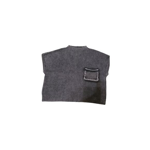 Zenana 100% Cotton Ribbed Knit Charcoal Sweater Top – Women’s Small - Picture 1 of 4